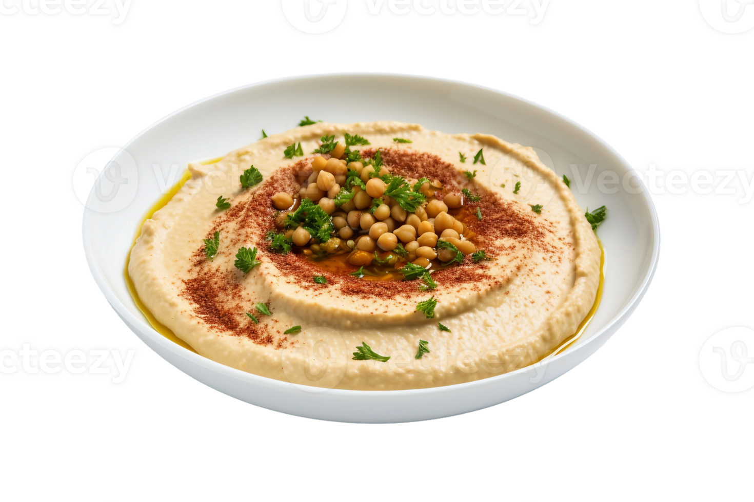 AI generated Lebanese Hummus with a Transparent Background. png