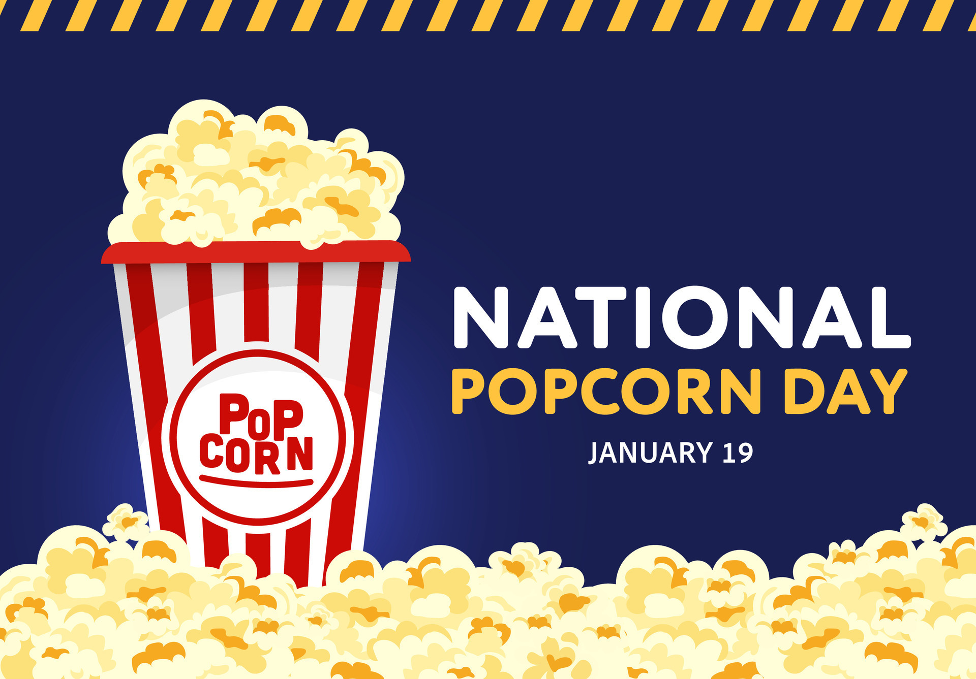 National Popcorn Day Vector Illustration on January 19th, Vector