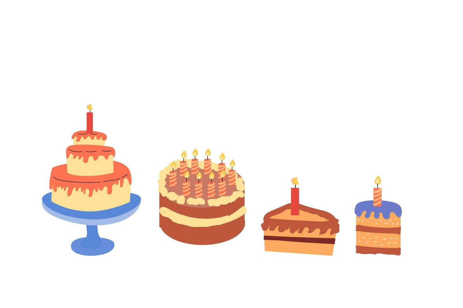 set of cake collection for anniversary holiday vector