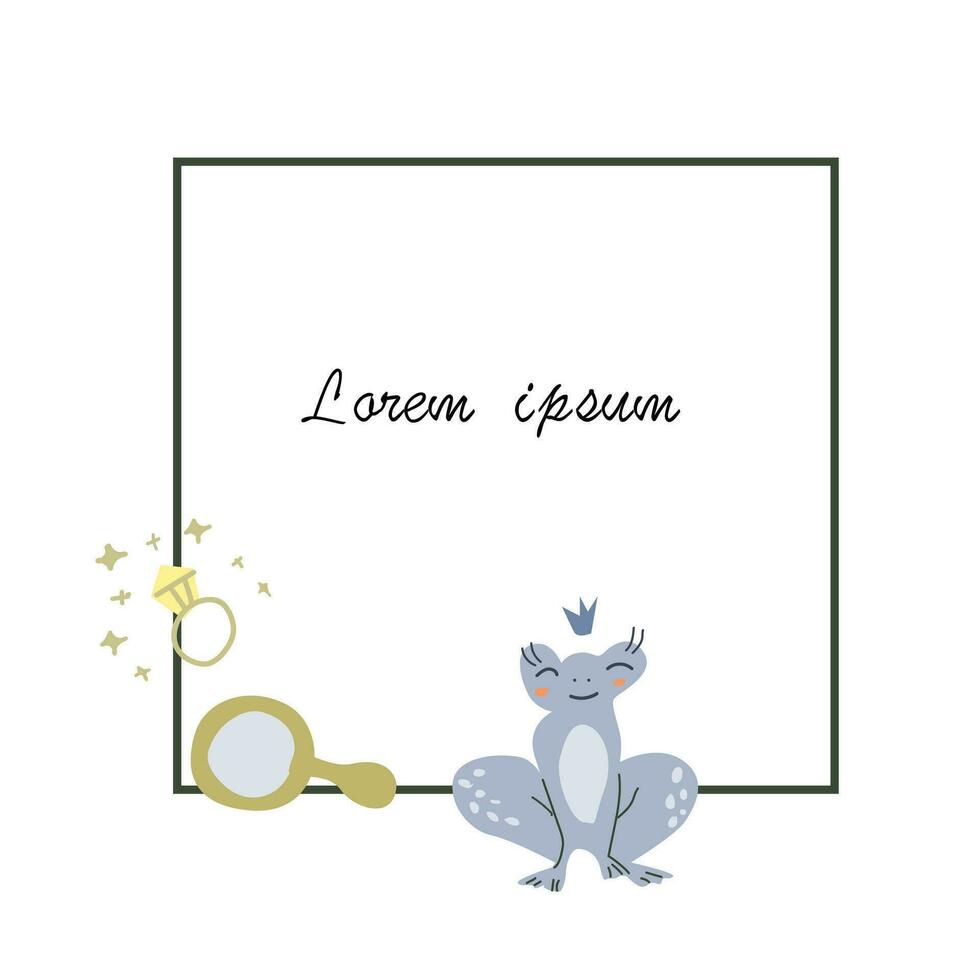 cute frog princess greeting card template vector