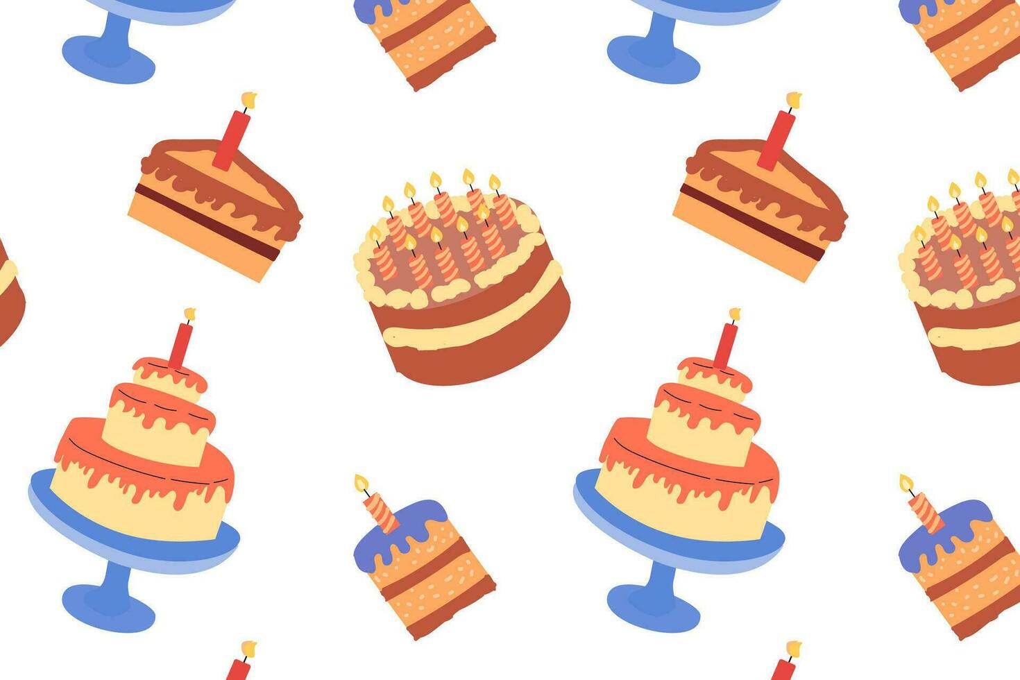 cartoon cakes celebration seamless pattern vector