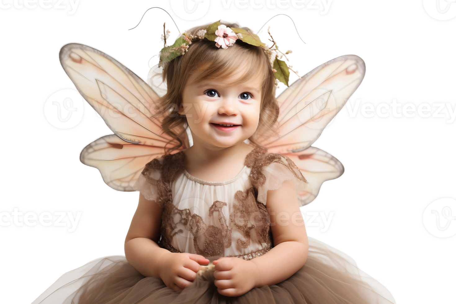 AI generated Baby Girl in a Fairy Costume with Wings on Transparent Background. AI png