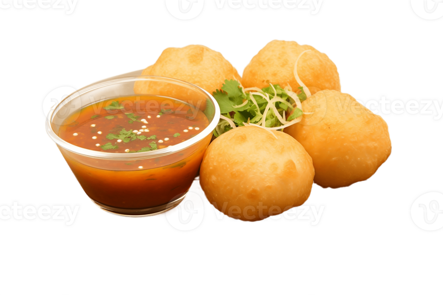 AI generated Pani Puri on Plate Transparent Background. AI png