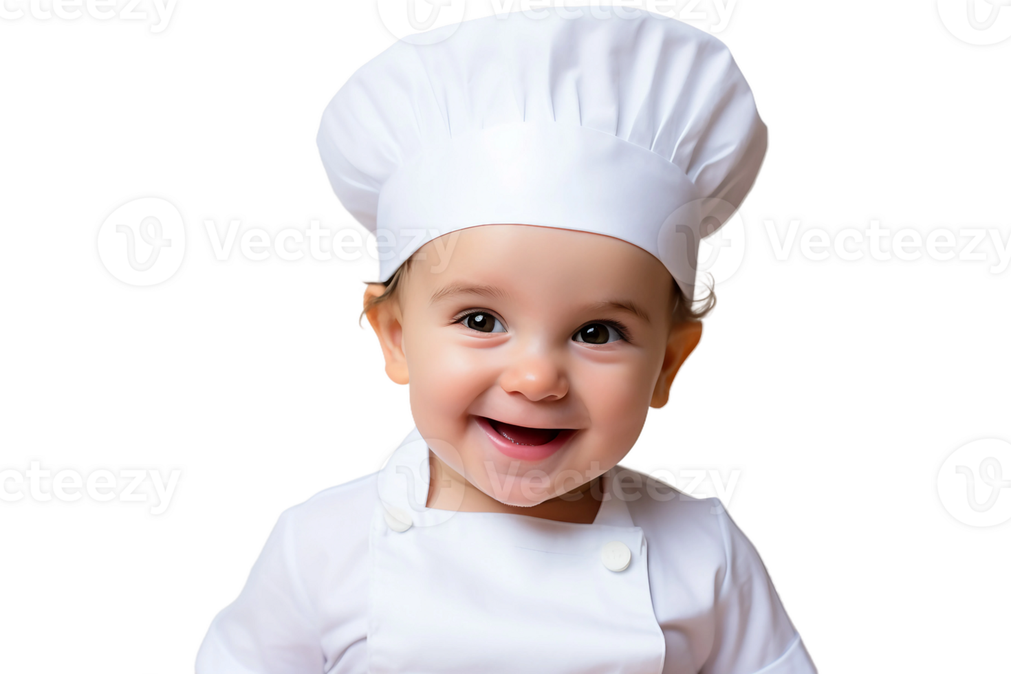 AI generated Baby Boy Wearing a Tiny Chef's Hat on Transparent Background. AI png