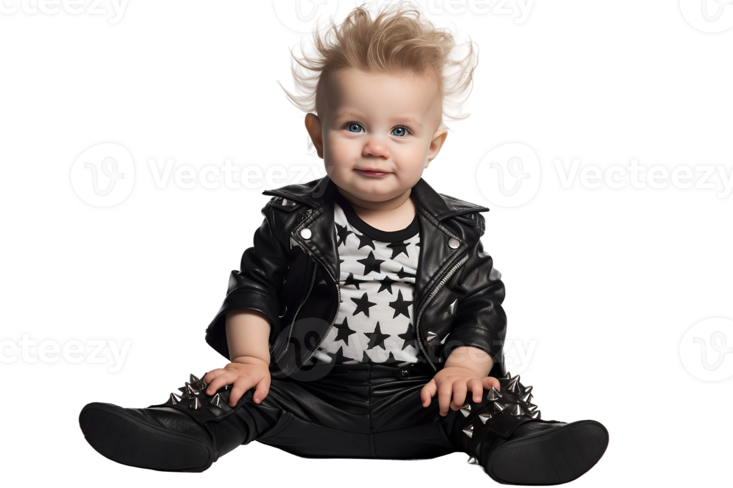 AI generated Baby Boy in a Rockstar Outfit on Transparent Background. AI png