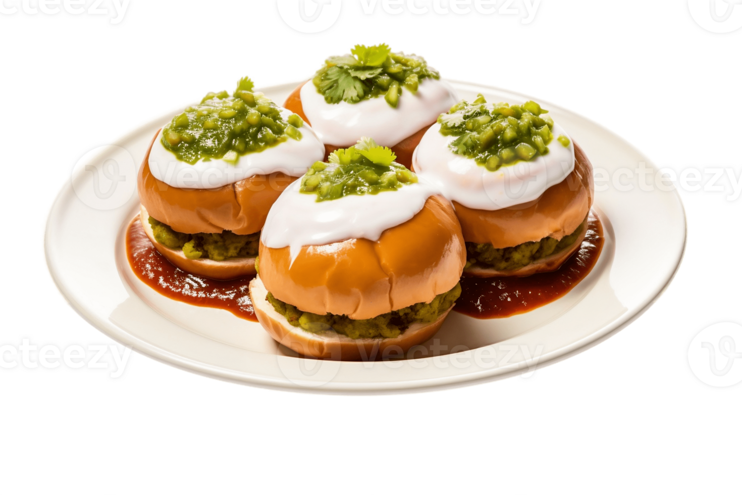 AI generated Vada Pav on Plate on Transparent Background. AI png