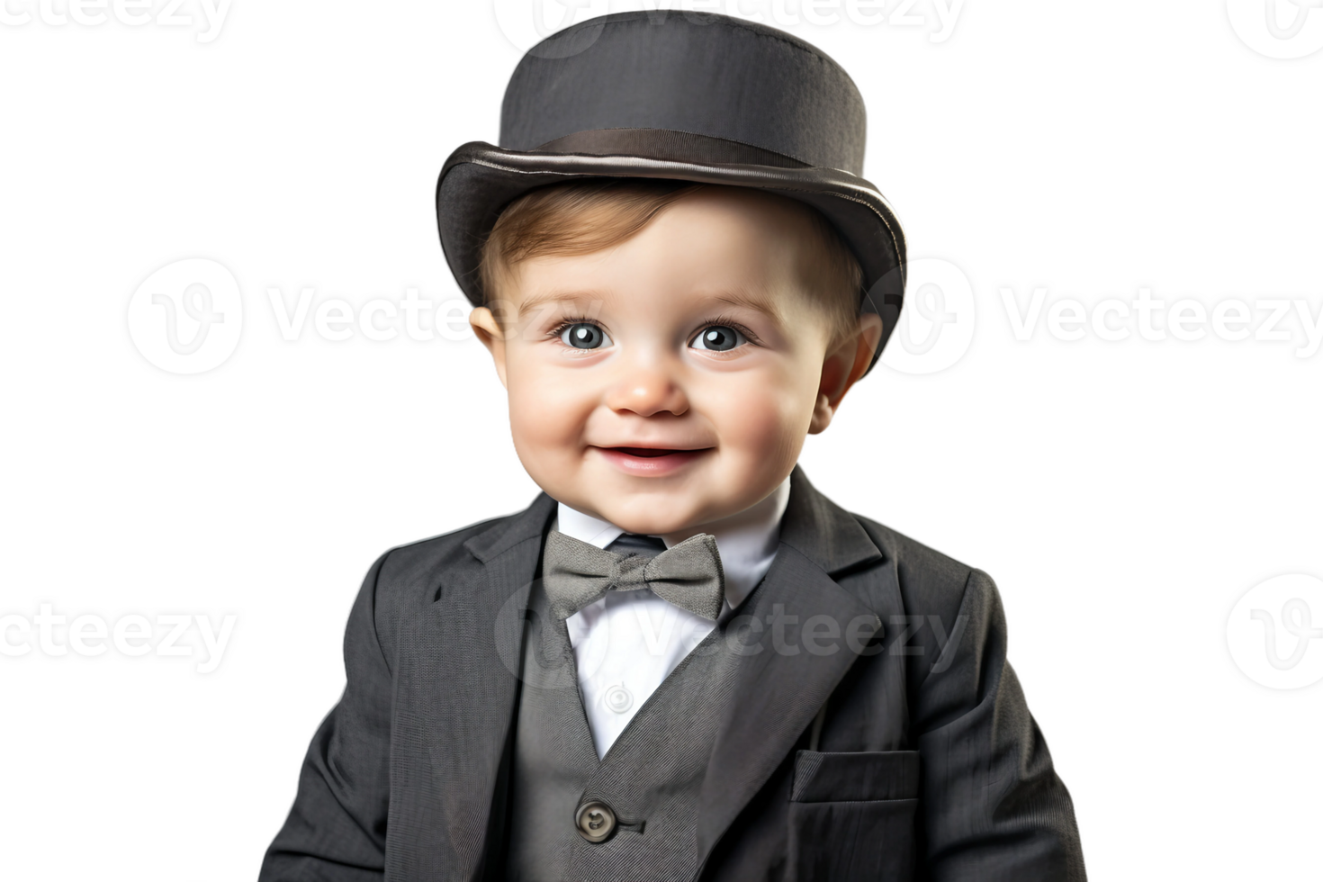 ai genererad bebis pojke i en liten gentlemans kostym på transparent bakgrund. ai png