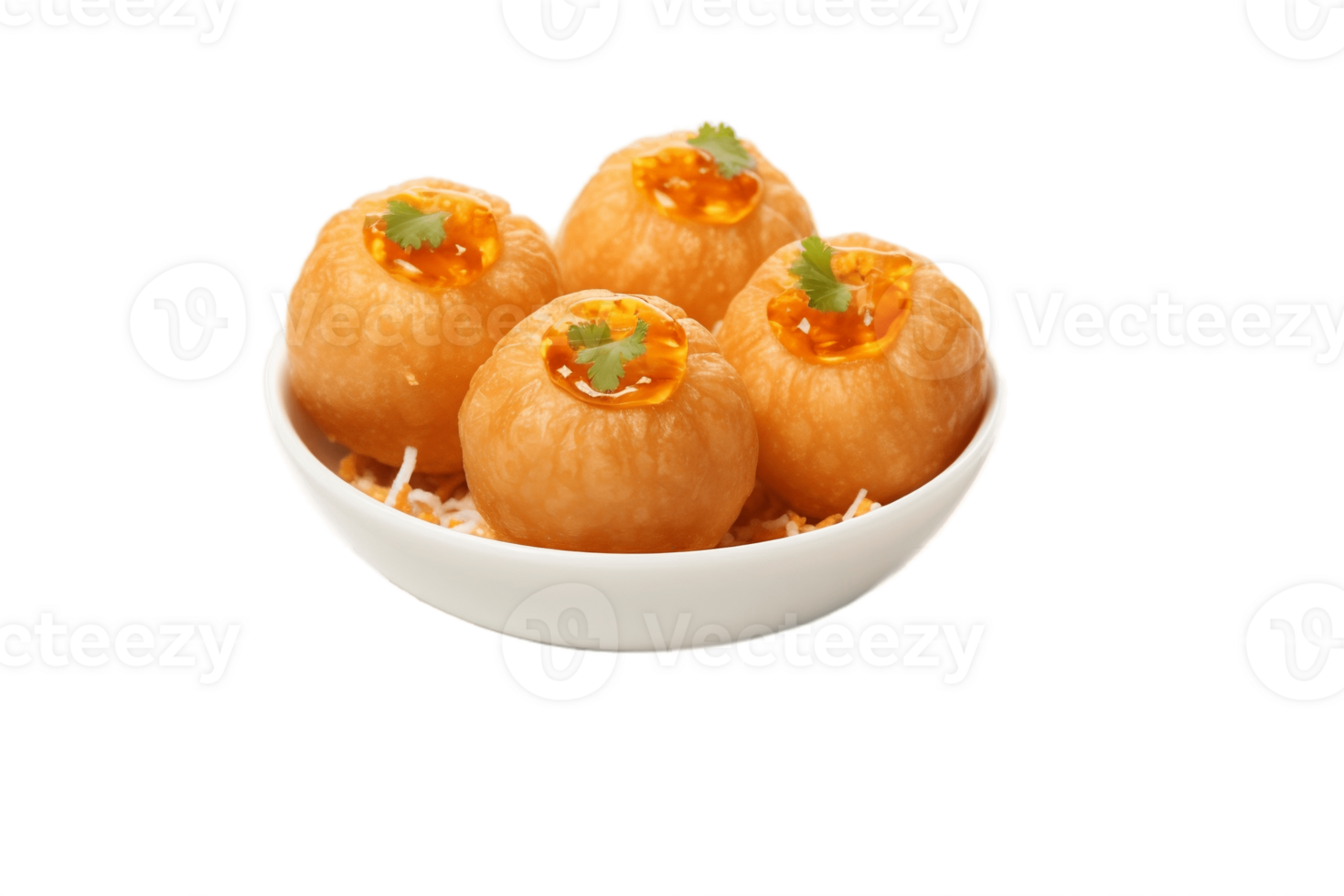 AI generated Pani Puri on Plate Transparent Background. AI png