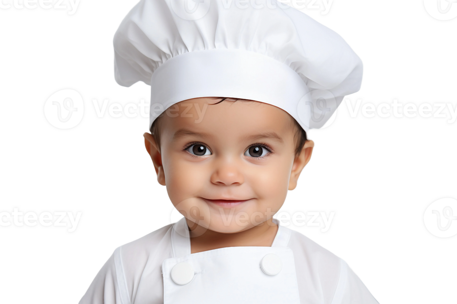 AI generated Baby Boy Wearing a Tiny Chef's Hat on Transparent Background. AI png