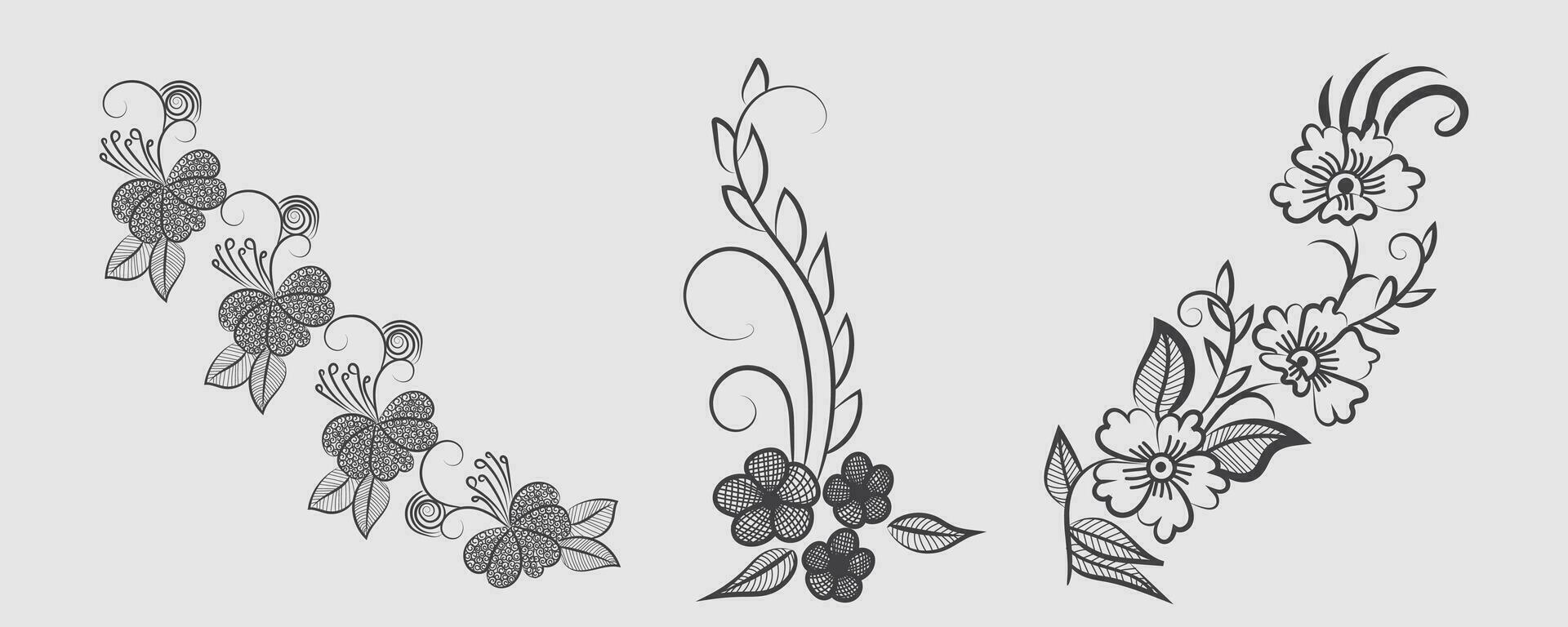 Free Vector graphical line art design of flower illustration for coloring page design