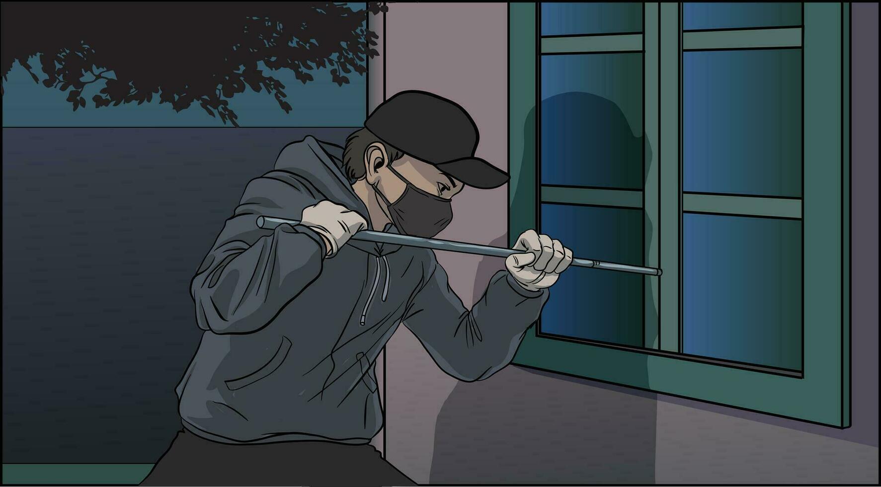 illustration of home burglary vector