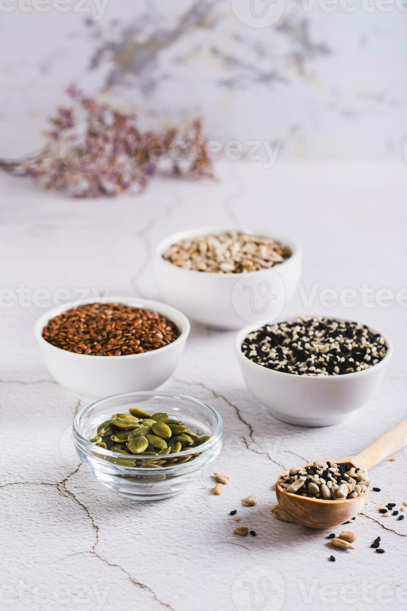 Balance female hormones with pumpkin, flax, sesame and sunflower seeds