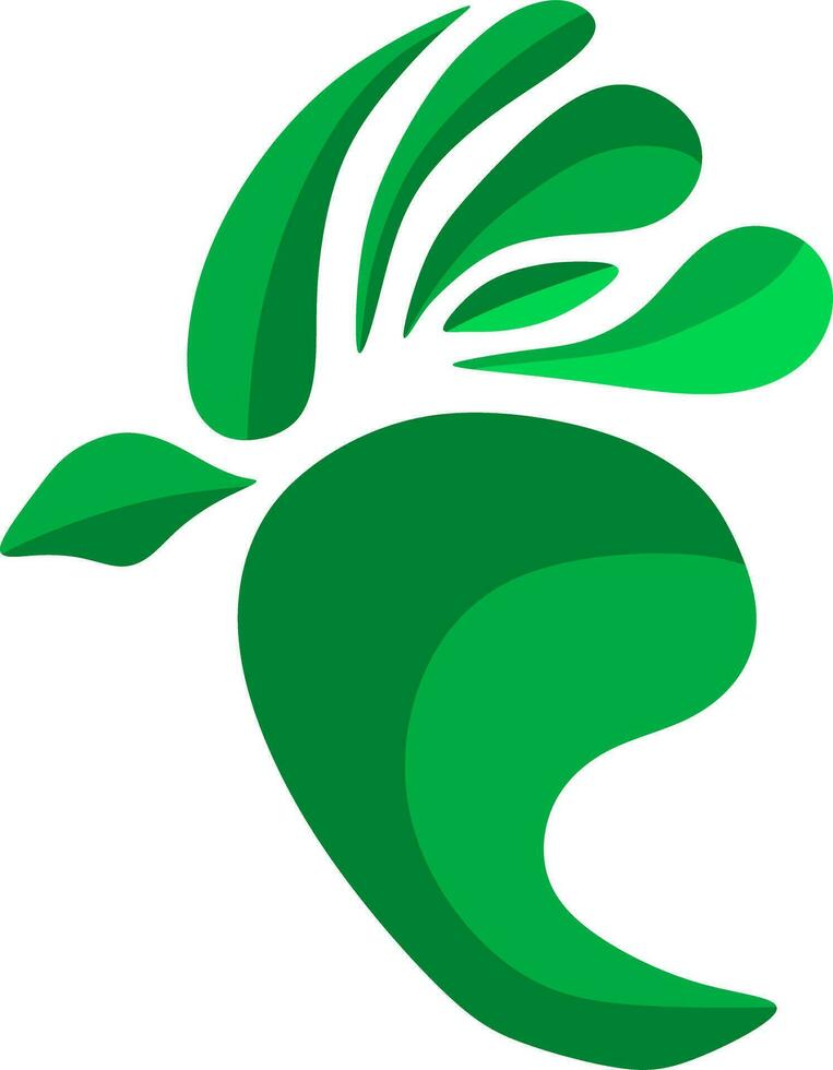 un verde hoja icono en blanco vector