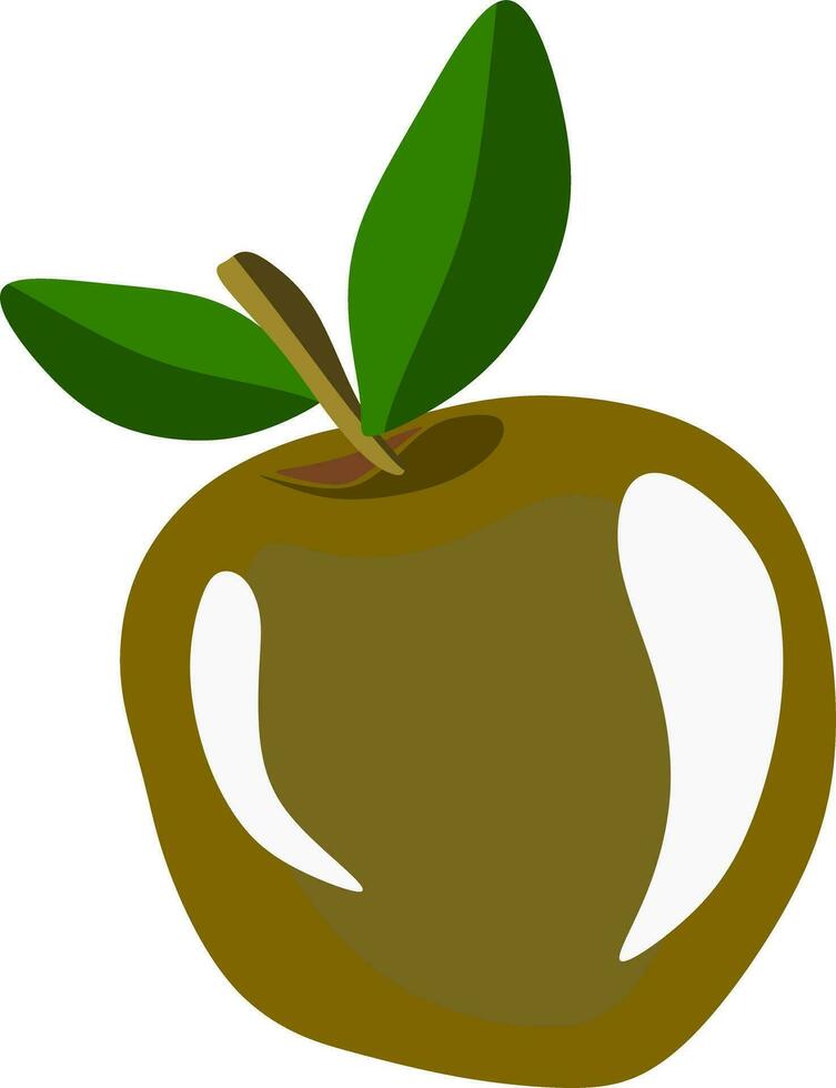 an apple with leaves on white vector