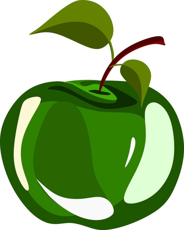 a green apple with leaves vector