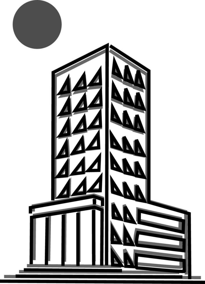 ilustración representando un moderno rascacielos edificio, exhibiendo sus arquitectónico diseño y vertical presencia en un metropolitano paisaje vector
