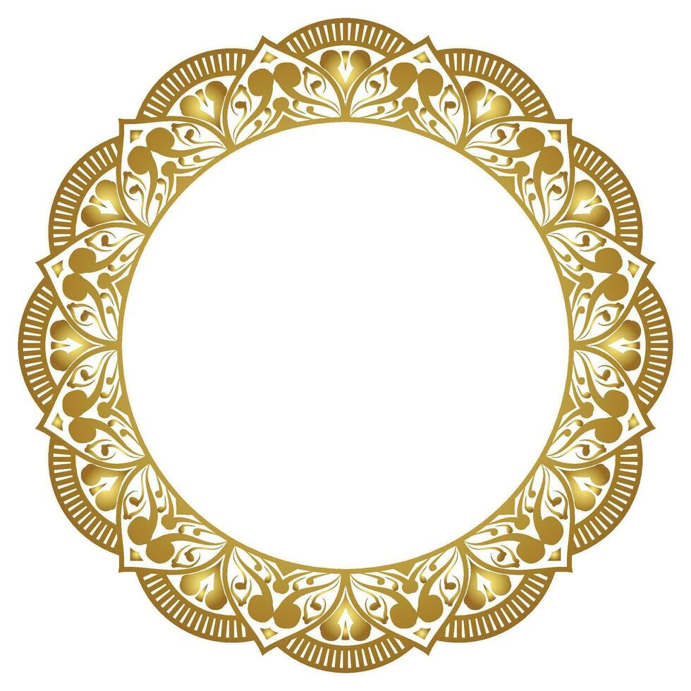Luxury golden circle frame transparent with vintage mandala gold circular pattern clipart vector
