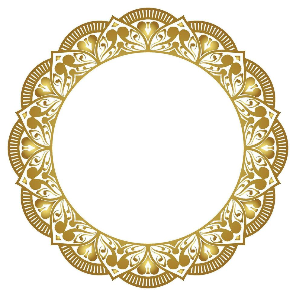 Luxury golden circle frame transparent with vintage mandala gold circular pattern clipart vector