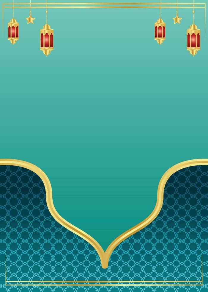 Meraj Un Nabi Islamic Frame With Lantern Ramadan Kareem Arabic Border Flyer Poster Design vector