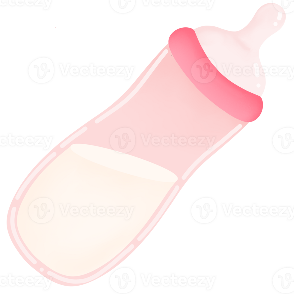 a baby bottle with milk on a transparent background png