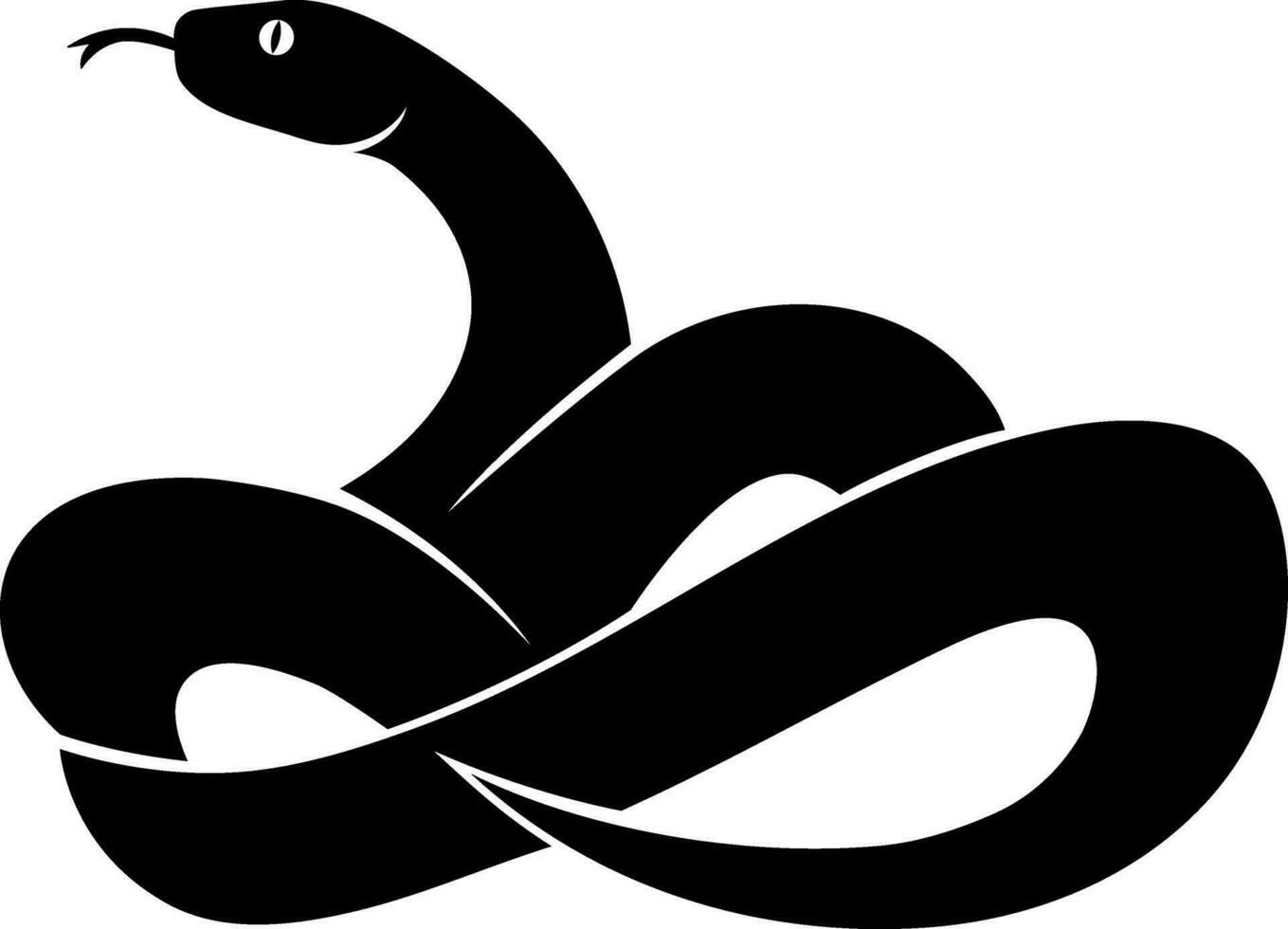 Black and white drawing of the silhouette of a snake. vector