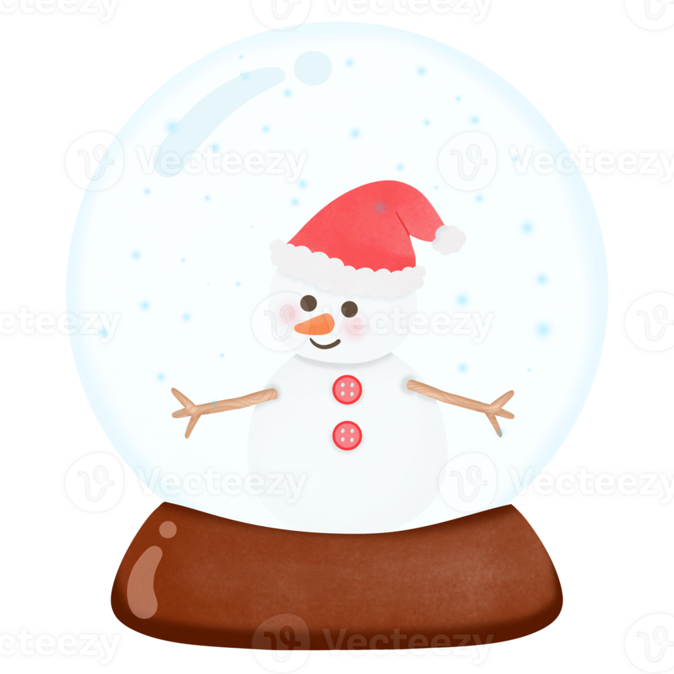 snowman in a snow globe on transparent background png