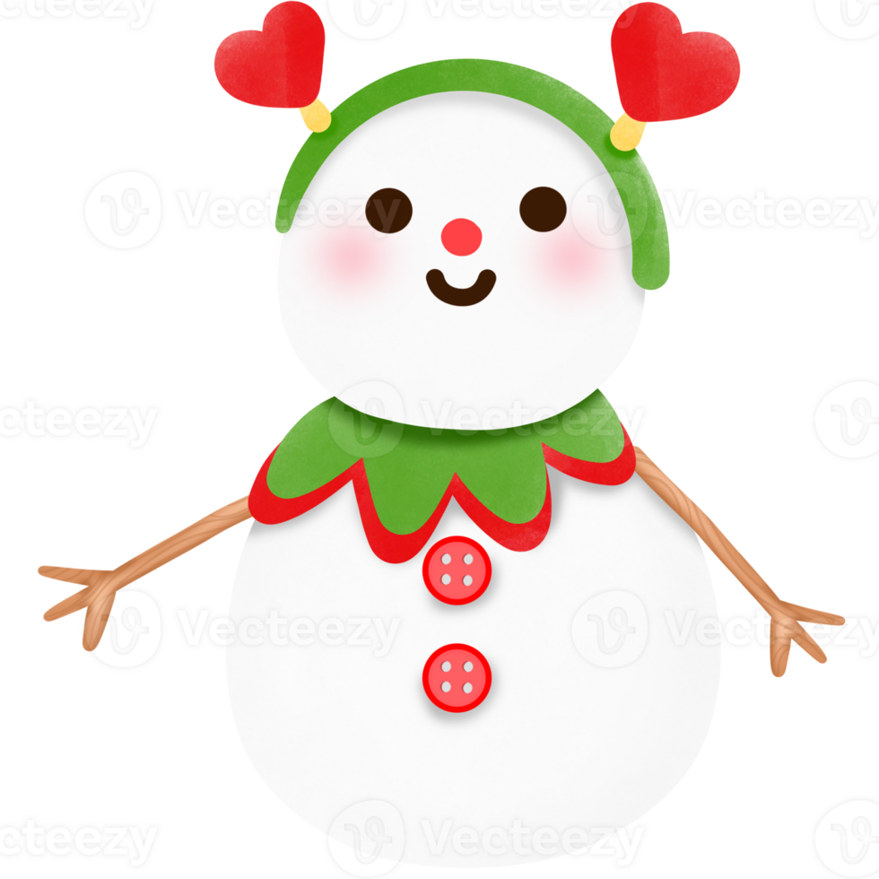 snowman with heart on his head png