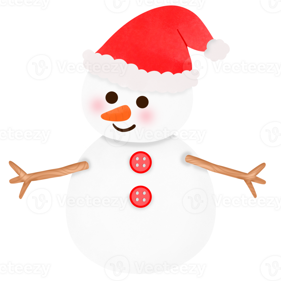 snowman with red hat and red button png