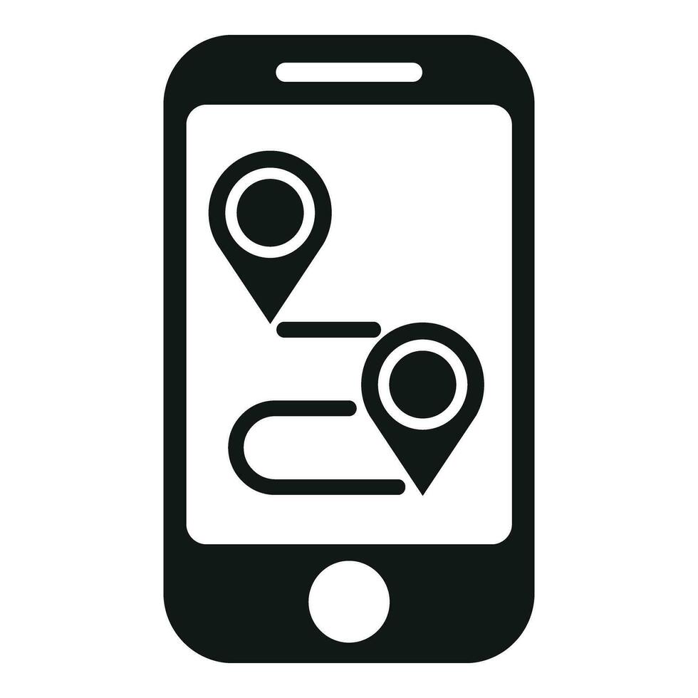 Runner route app on phone icon simple vector. Digital sport vector