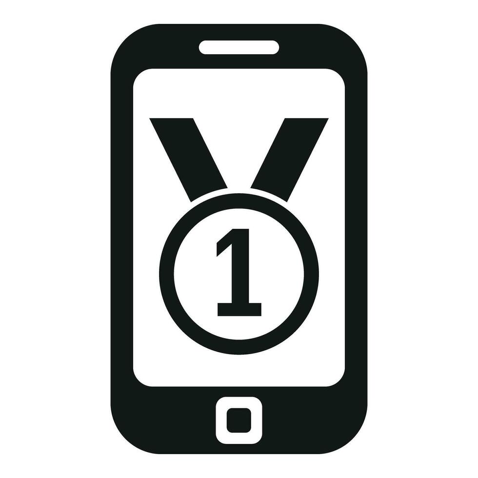 Gold medal runner app icon simple vector. Digital fitness vector