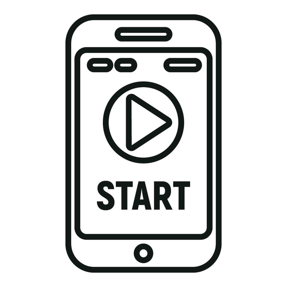 Start runner app on phone icon outline vector. Sport digital vector