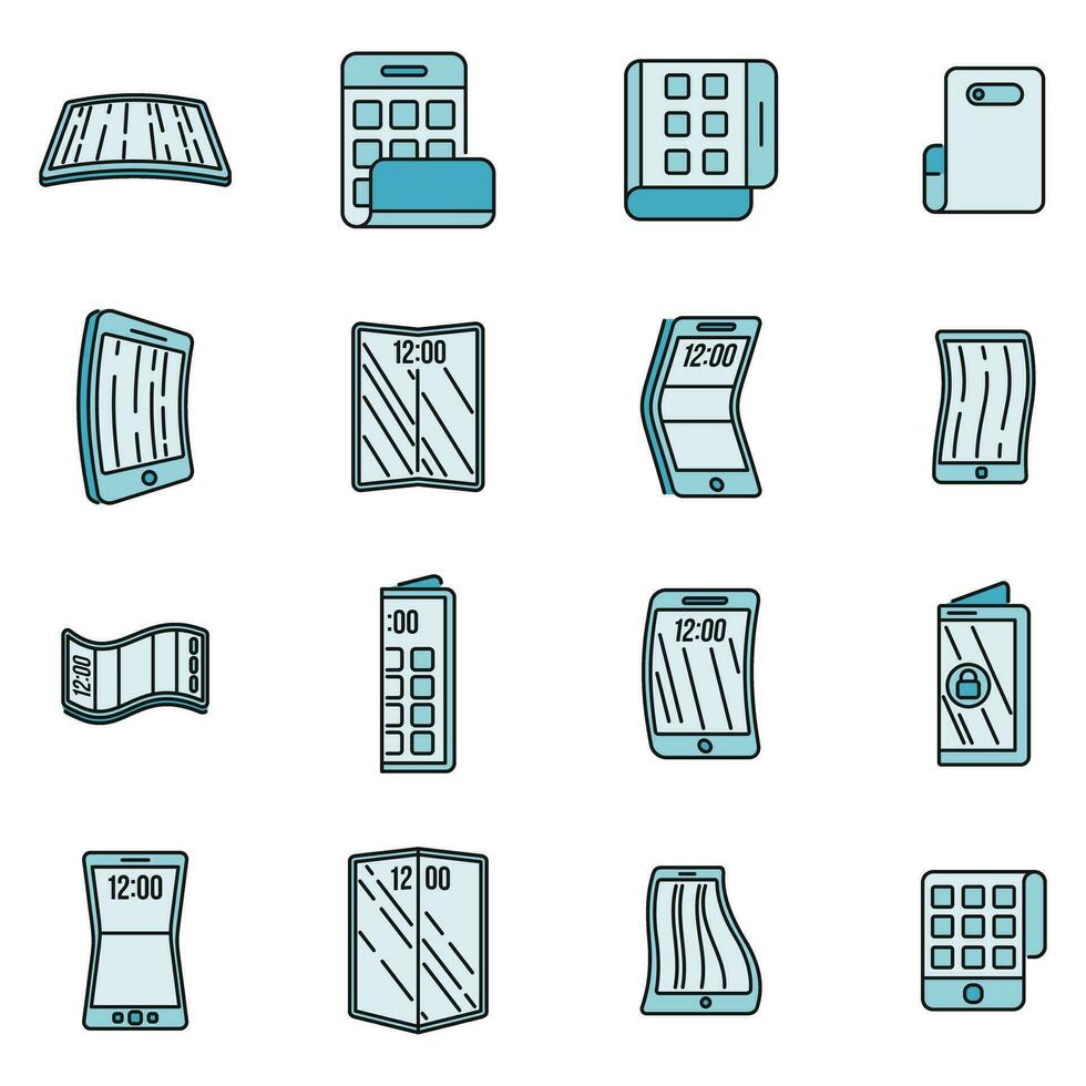 Gadget flexible screen icons set vector color