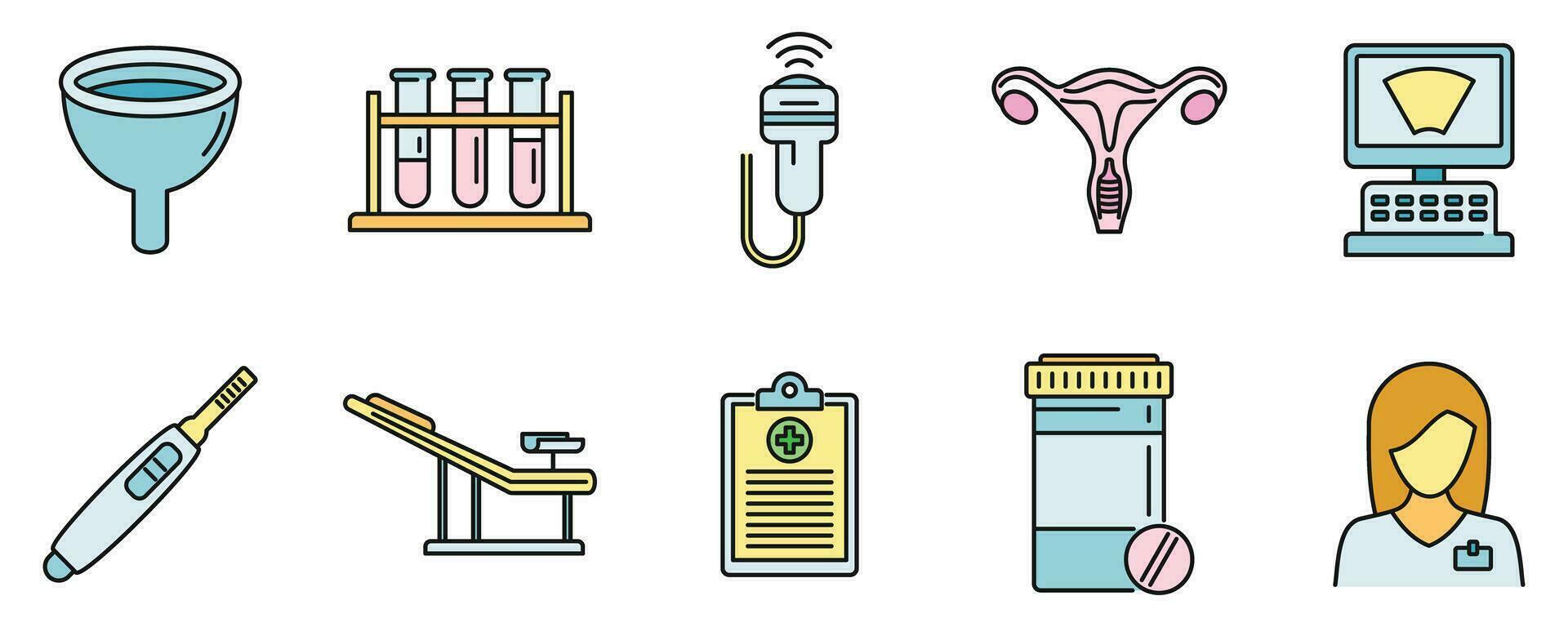 Hospital gynecologist icons set vector color
