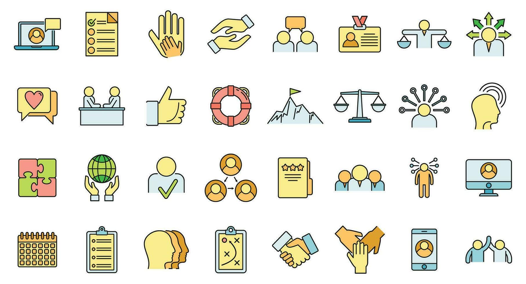 Social responsibility icons set vector color