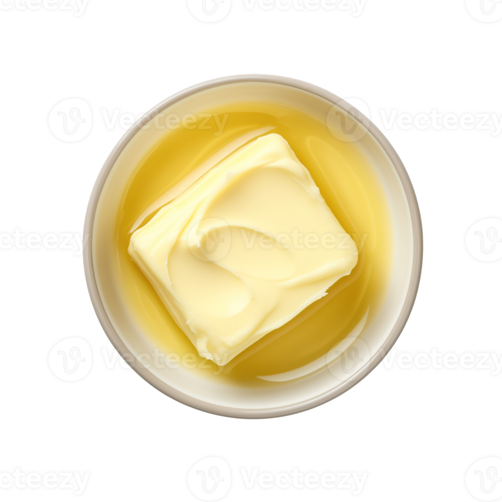 AI generated Top view fresh butter in bowl on transparent background png