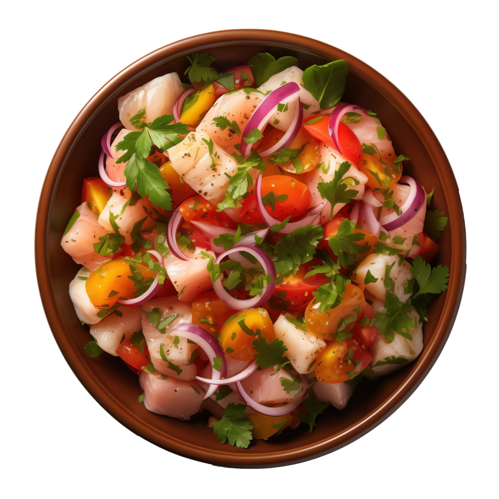 AI generated Top view of ceviche isolated on a transparent background png