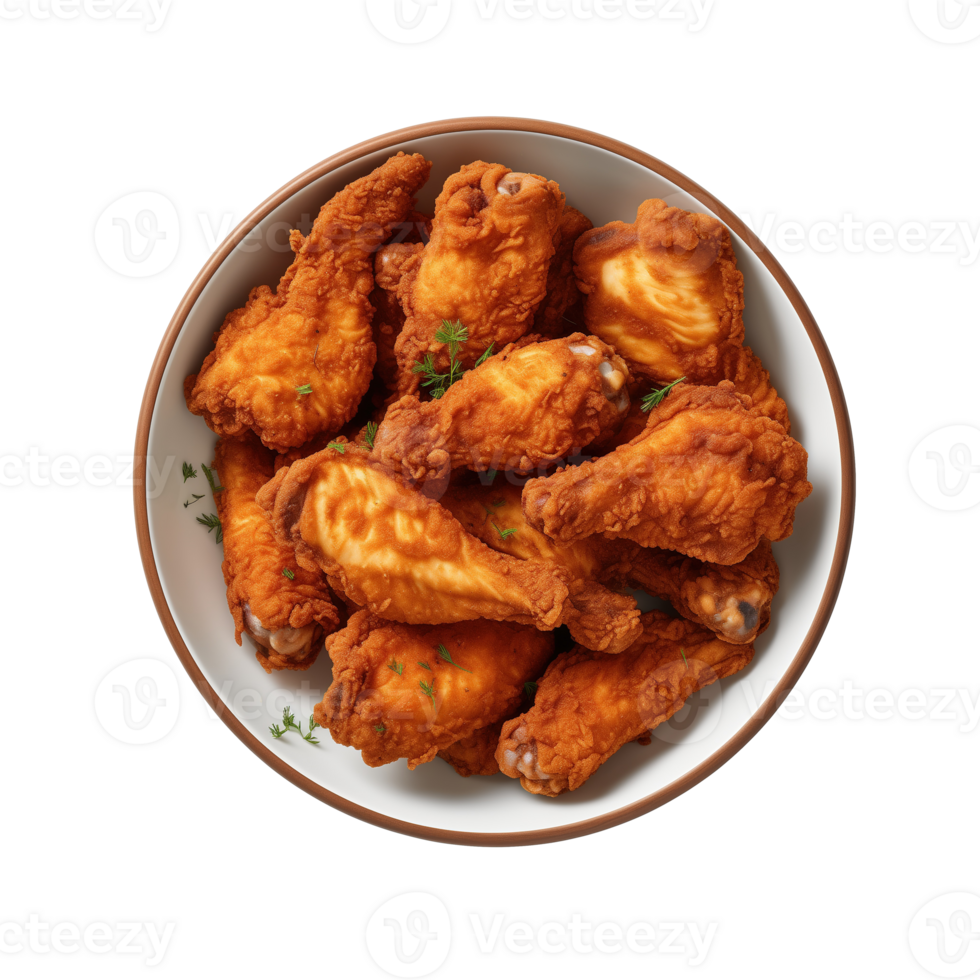 AI generated Bowl with tasty fried chicken on transparent background png