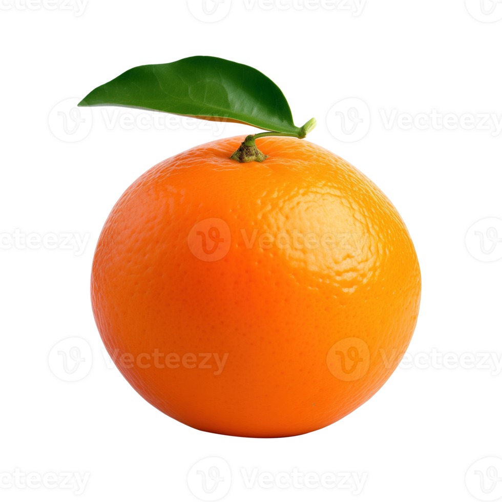 AI generated Orange with leaf isolated on transparent background png