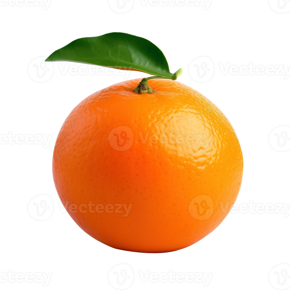 AI generated Orange with leaf isolated on transparent background png