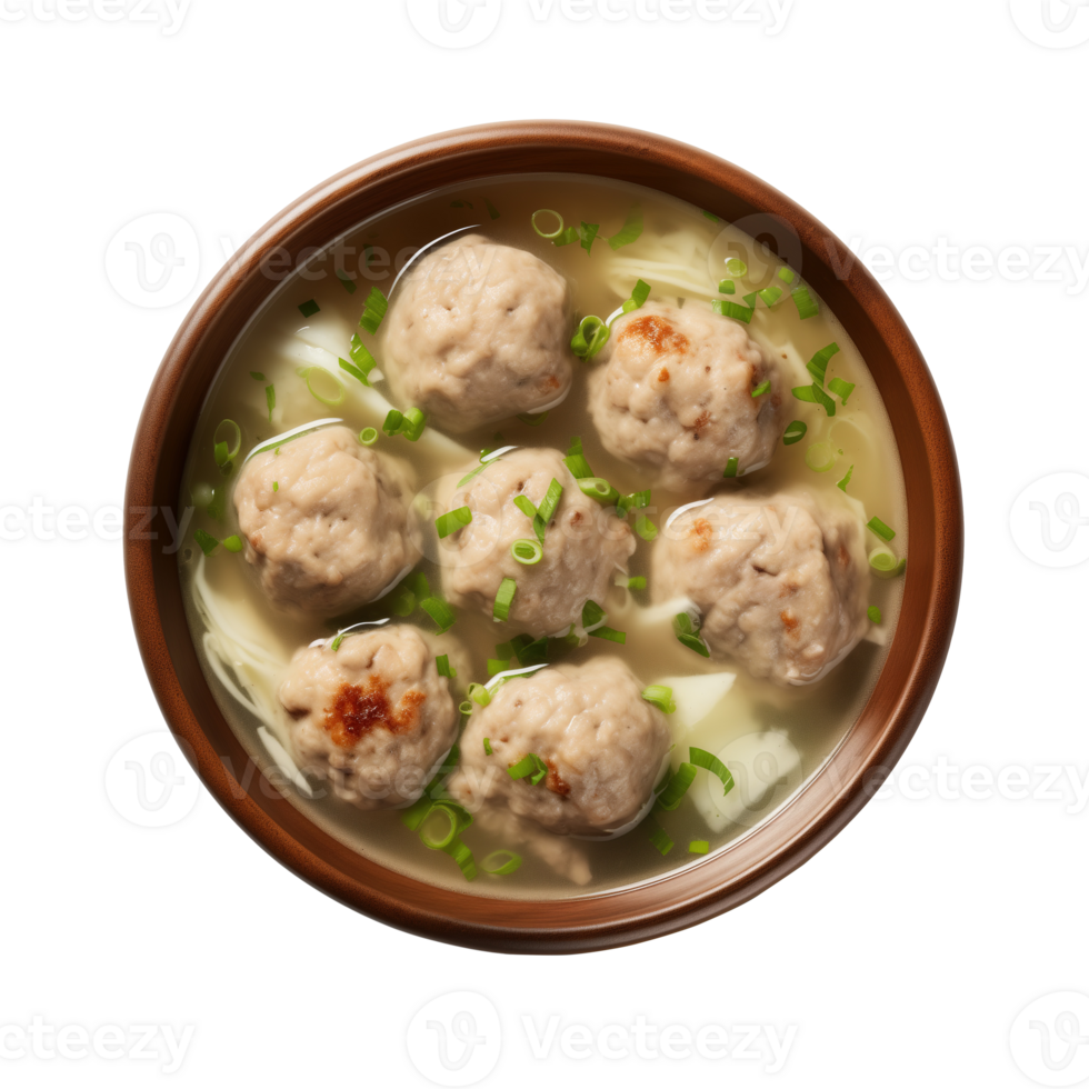 AI generated Bowl of delicious bakso on transparent background png