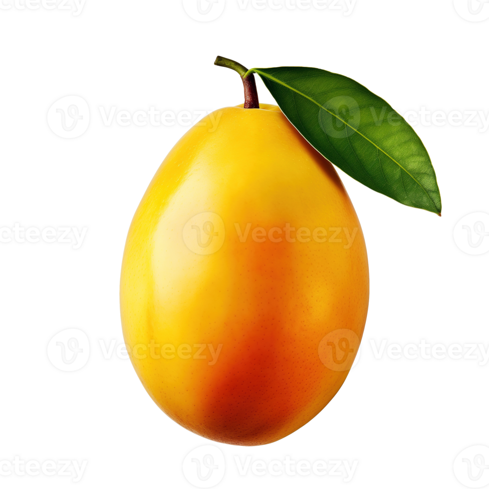 AI generated Mango fruit with leaf isolated on transparent background png