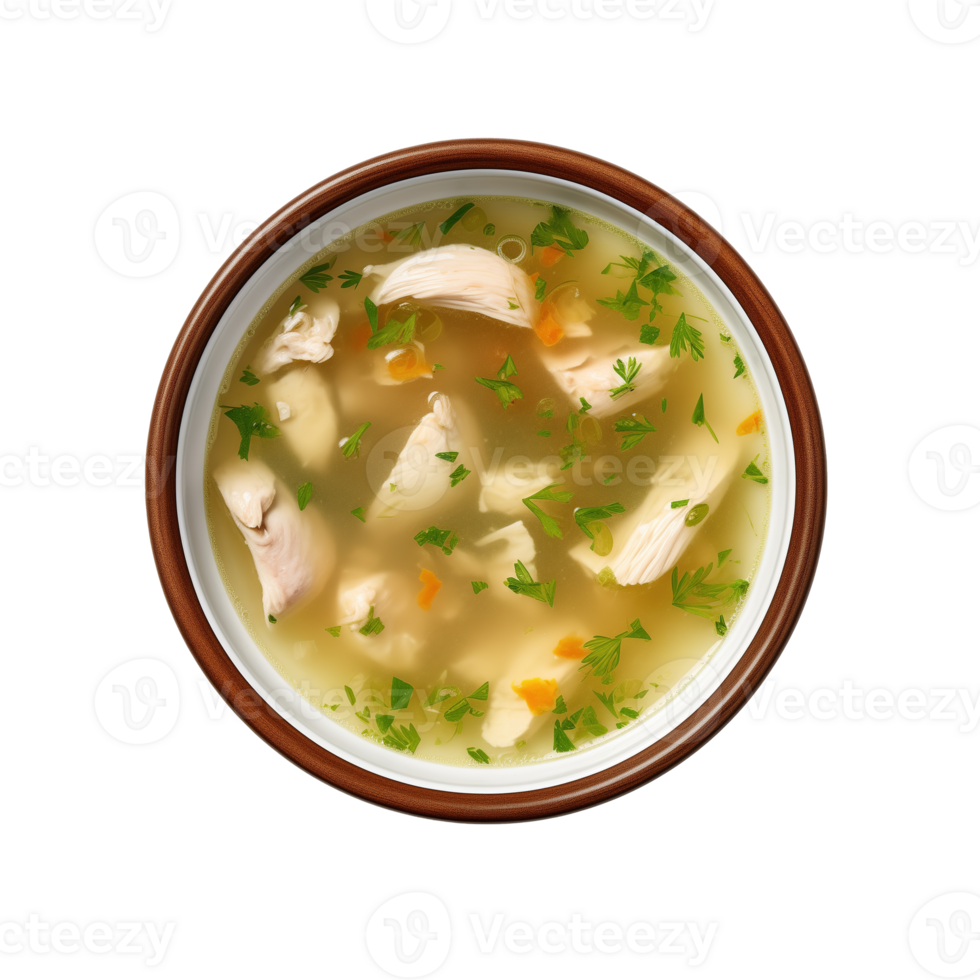 AI generated Bowl of chicken soup on transparent background png
