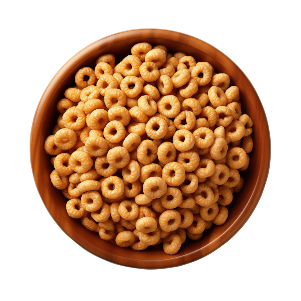 AI generated Bowl of cereal rings isolated on transparent background png