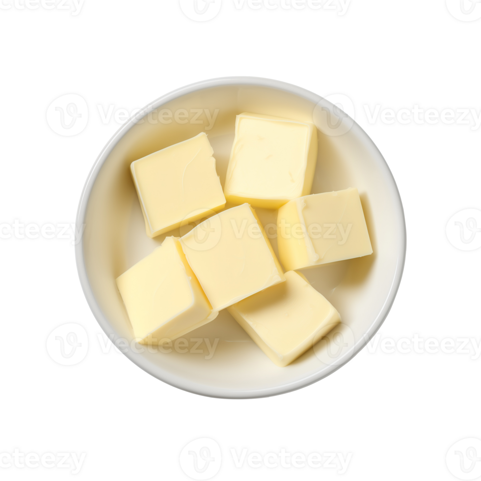 AI generated Bowl with butter cubes on transparent background png