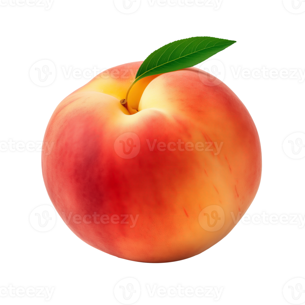 AI generated Peach with leaf isolated on transparent background png