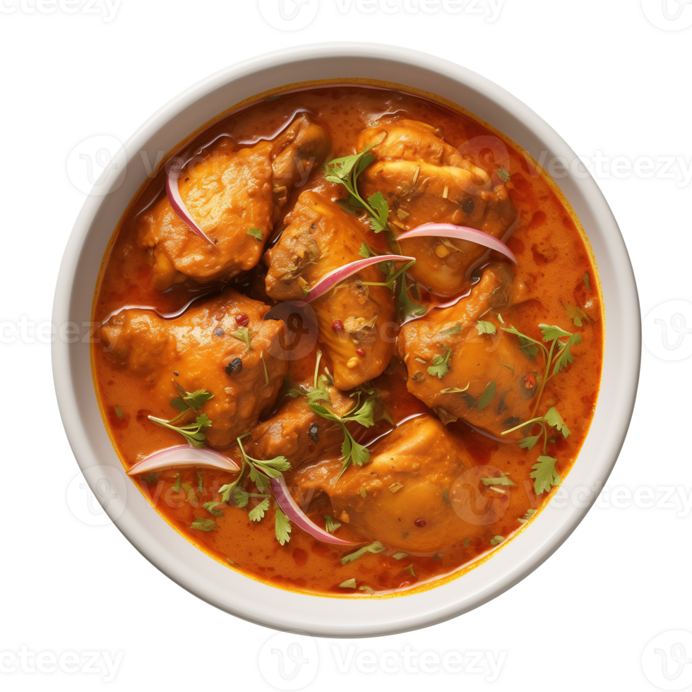 AI generated Indian chicken curry in bowl isolated on transparent background png