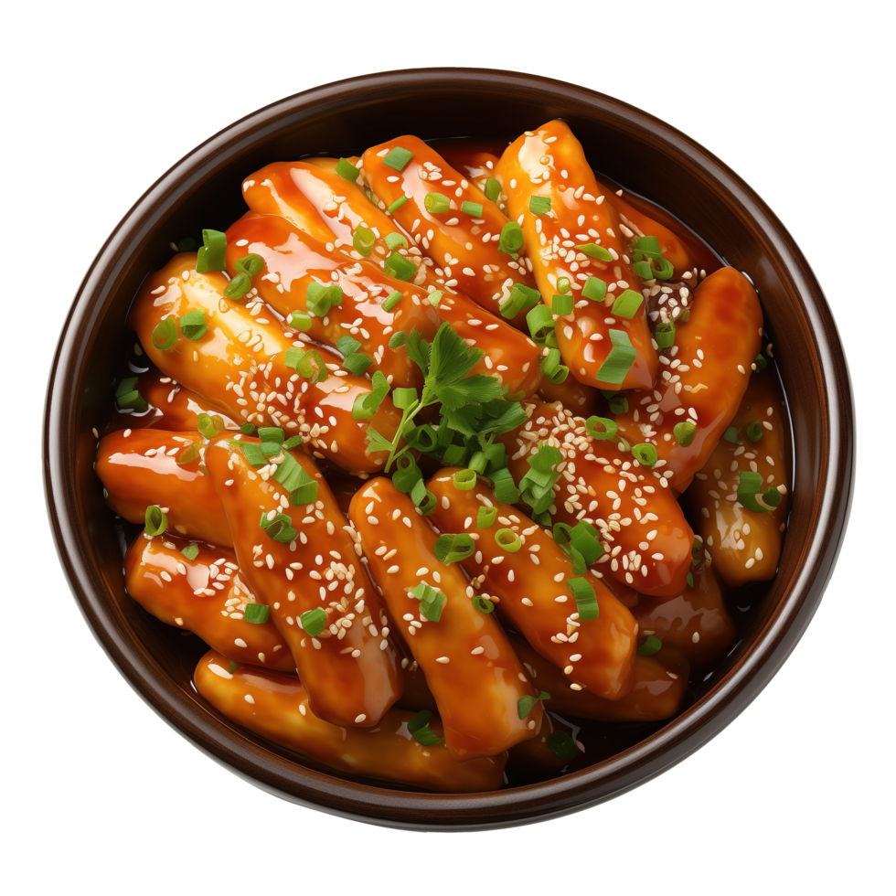 AI generated Bowl with tasty tteokbokki on transparent background png