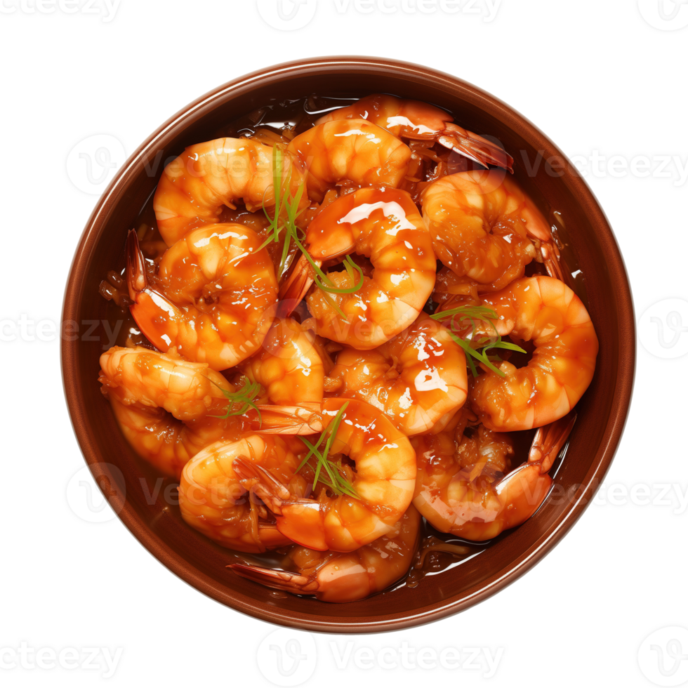 AI generated Bowl of delicious shrimps on transparent background png