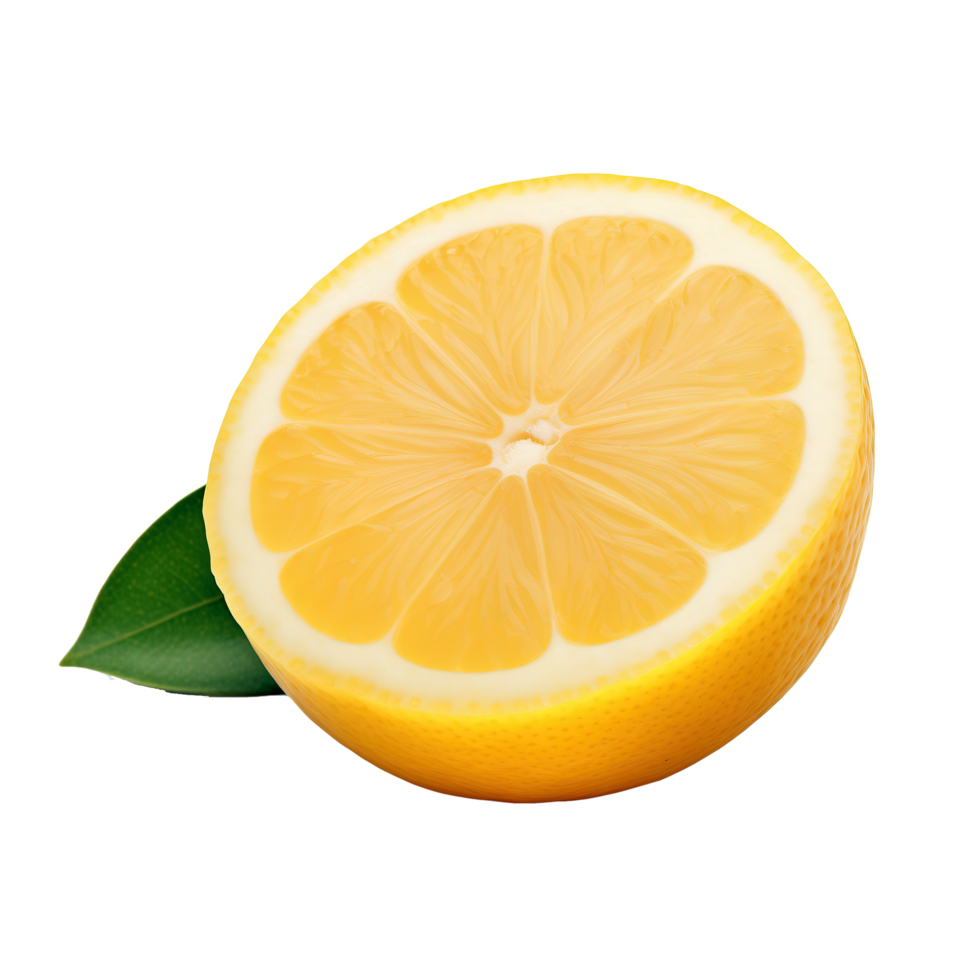 AI generated Lemon with leaf isolated on transparent background png