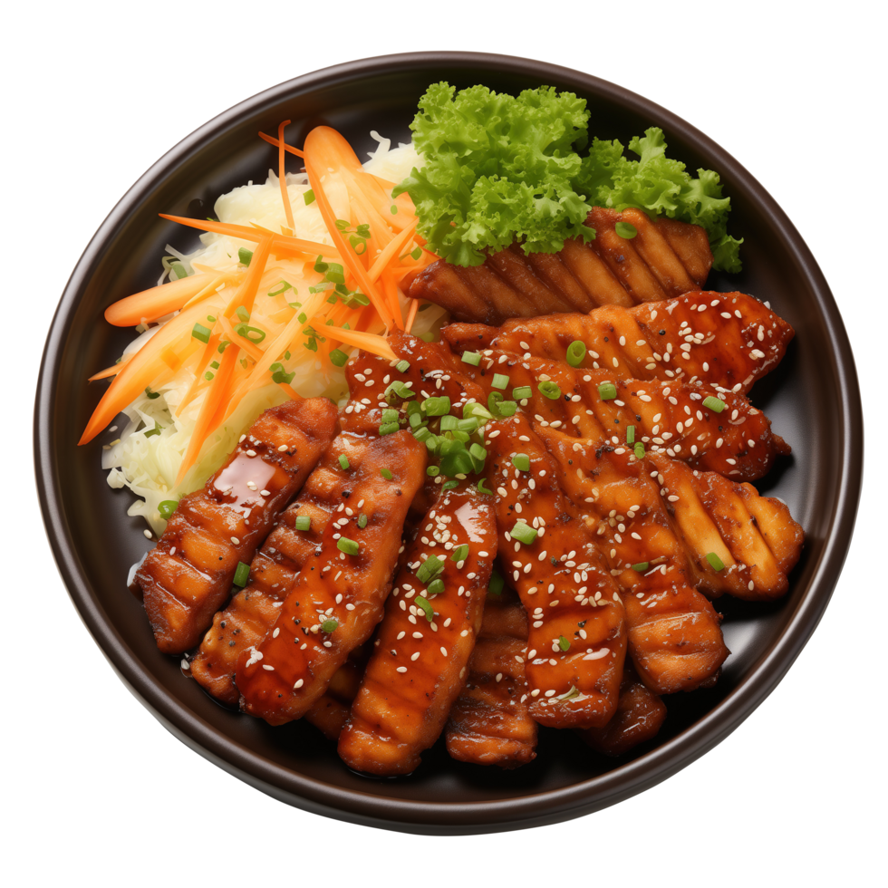 AI generated pork teriyaki japanese food on a transparent background png